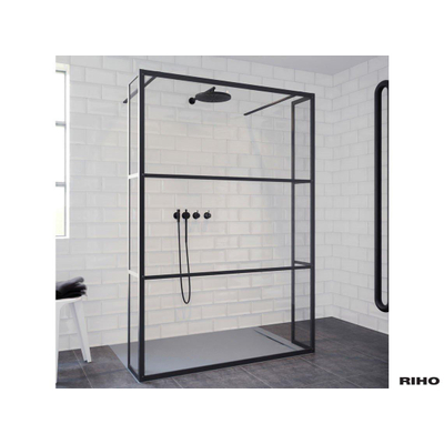 Riho Grid U Douchewand - 200x120cm - zwart