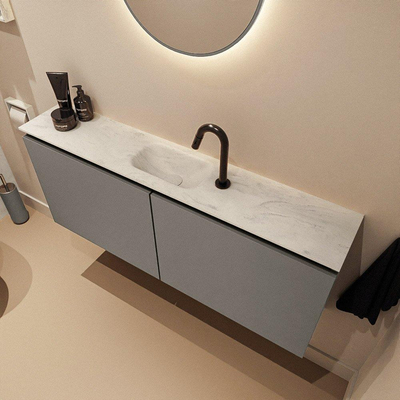 MONDIAZ TURE-DLUX Meuble de toilettes 120 cm Smoke. Lavabo EDEN Opalo position milieu. Avec 1 trou de robinet.