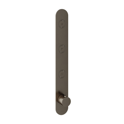 Hotbath Cobber Afbouwdeel inbouwthermostaat - met 3 pushbuttons verticale plaatsing - glans verouderd ijzer (zwart)