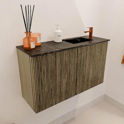 Mondiaz JOYA-DLUX 70cm toiletmeubel - kleur Dusk - Wastafel FAYE positie Rechts 1 kraangat kleur Lava.