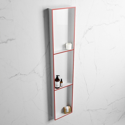 Mondiaz Easy nis 29.5x149.5x8cm voor Inbouw/opbouw 3 open vakken Solid surface Talc/Fire