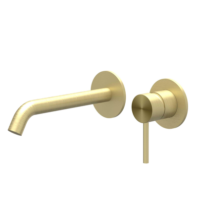 IVY Concord Partie apparente - mitigeur de lavabo - 2 trous - encastré - montage mural - bec courbé - coldstart - Inox316 - or brossé mat PVD