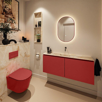 Mondiaz GLOW Miroir de salle de bains - Ovale - 45x90cm - Éclairage LED indirect - Capteur de mouvement - Fire (Rouge)
