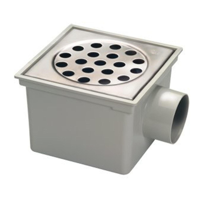 Van den Berg Siphon de sol ABS avec sortie latérale avec seau 20x20cm grille inox 75 mm
