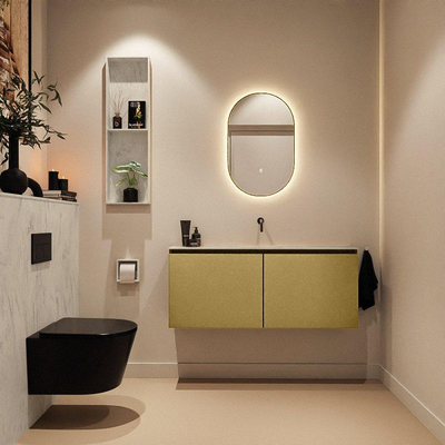 MONDIAZ TURE-DLUX Meuble toilette - 120cm - Oro - EDEN - vasque Opalo - position centrale - sans trou de robinet