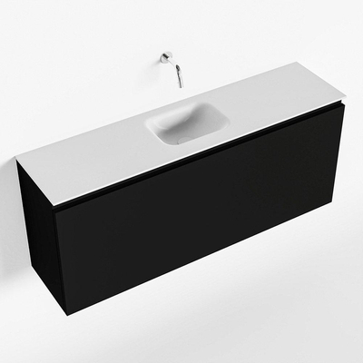 Mondiaz OLAN Meuble lave-mains 120x30x40cm sans trous de robinet 1 tiroir Urban mat avec lavabo LEX Centre Solid Surface Blanc