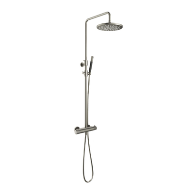 Hotbath Cobber X SDS9 - thermostatische regendoucheset - met 30cm ronde hoofddouche staafhanddouche - geborsteld nikkel (RVS)