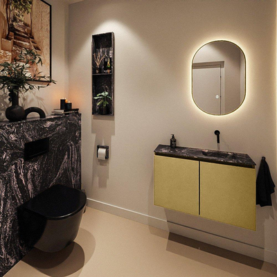 MONDIAZ TURE-DLUX Meuble toilette - 80cm - Oro - EDEN - vasque Lava - position droite - sans trou de robinet
