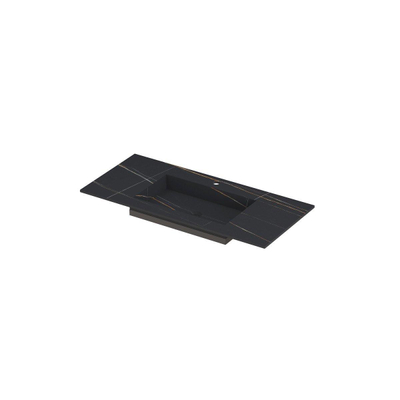 Ink post lavabo en céramique enveloppe de lavabo centre avec 1 trou pour robinet 100x45x1cm lauren black matt