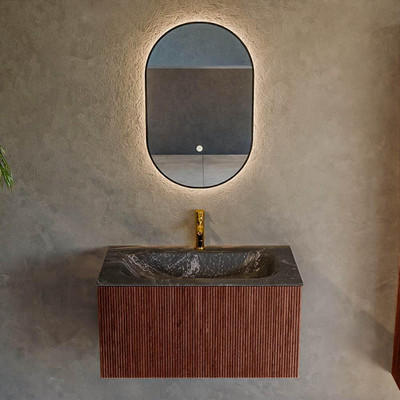 Mondiaz KURVE-DLUX Badkamermeubelset - 80x46x40cm - 1 lade - wastafel solid surface - midden - 1 kraangat - Ruby