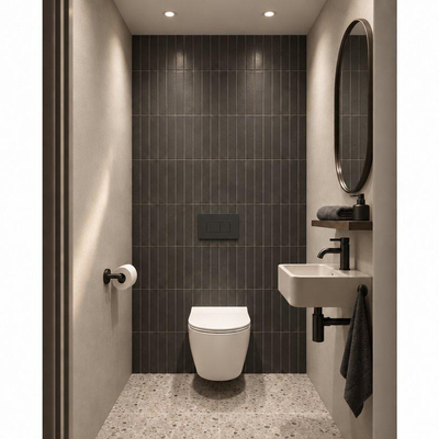 Adema Salina 2.0 Ensemble WC - 48.5x36x32cm - fond profond - sans rebord de rinçage - réservoir encastré QeramiQ - softclose - quickrelease - abattant WC - plaque de commande en plastique anthracite mat - boutons rectangulaires - blanc