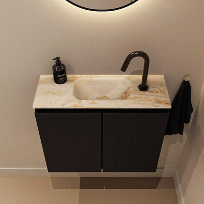 MONDIAZ TURE-DLUX 60cm toiletmeubel Urban. EDEN wastafel Frappe positie midden. Met 1 kraangat.