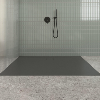 Villeroy & Boch Ecora douchebak - 160x100x3.5cm - afvoer lange zijde - anthracite (antraciet)