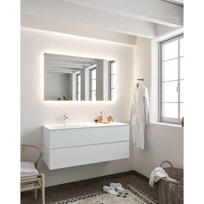 Mondiaz VICA ensemble de meuble de salle de bain - 120cm - meuble sous-vasque argile - 2 tiroirs - lavabo nuage gauche - 1 trou de robinet - miroir LED - version XL 60cm de haut