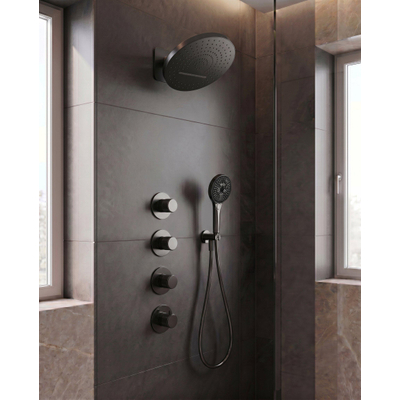 Uniforma inbouw regendoucheset – thermostatisch – Ø32 cm hoofddouche met waterval – handdouche met houder – mat zwart