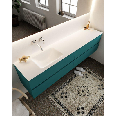 Mondiaz VICA ensemble de meuble de salle de bain - 200cm - meuble sous-vasque smag - 4 tiroirs - lavabo cloud gauche - sans trou de robinet version XL 60cm de haut