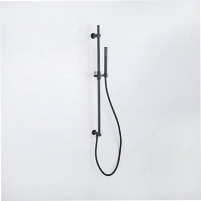 Fugaflow Eccelente Sobrado Ensemble de barre de douche - coude de raccordement mural intégré - flexible de douche lisse - noir mat