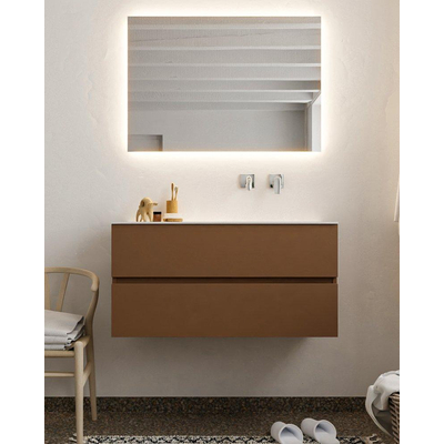 Mondiaz VICA Ensemble de meuble de salle de bain - 100cm - meuble sous-vasque repos - 2 tiroirs - lavabo cloud droite - sans trou de robinet version XL 60cm de haut