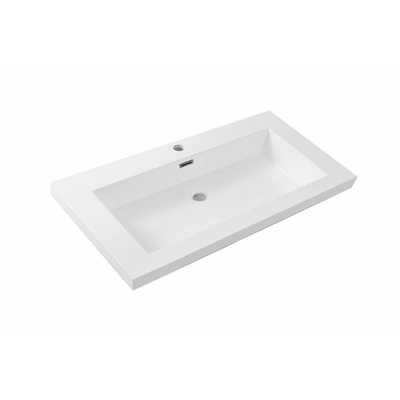 Wiesbaden Vision lavabo simple avec 1 trou de robinet 80x46x5,5 cm marbre synthétique brillant blanc