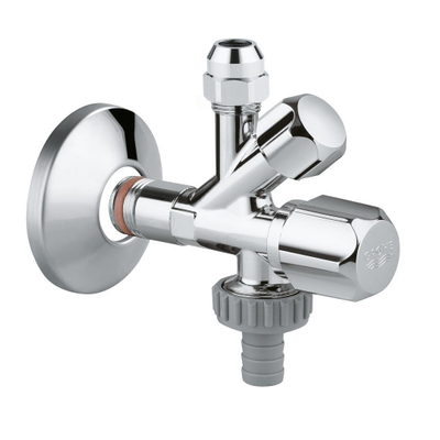 GROHE robinet d'arrêt d'angle à compression avec bague d'étanchéité en téflon 1/2 x3/8 avec poignée en plastique chromé