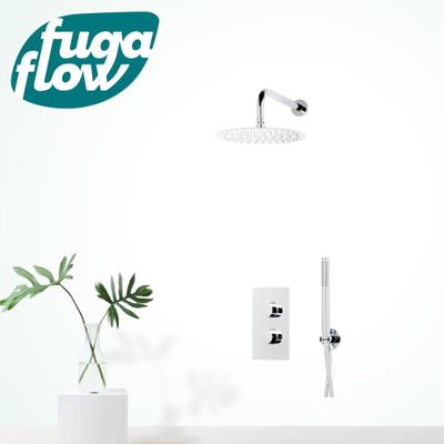 FugaFlow Eccelente Sobrado Badkamer inbouw regendoucheset met thermostaat 25cm hoofddouche incl. staaf handdouche chroom - Black Friday -