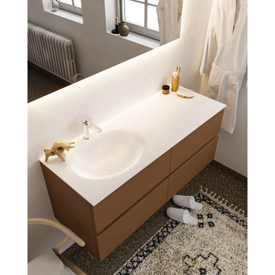 Mondiaz VICA ensemble de meuble de salle de bain - 120cm - meuble sous-vasque repos - 4 tiroirs - lavabo moon gauche - 1 trou de robinet - version XL 60cm haut