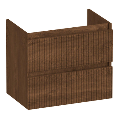 BRAUER Joy Wavy wastafelonderkast ondiep 60 2 softclose lades - greeploos - 1 sifon uitsparing - Forest Cacao