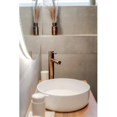 QeramiQ Dely Lavabo à poser - 36x12cm - sans trop-plein - rond - céramique - blanc brillant