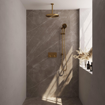 BRAUER Gold Edition opbouw regendoucheset – Ø30 cm hoofddouche – 30 cm plafondbuis – ronde handdouche – met omstel