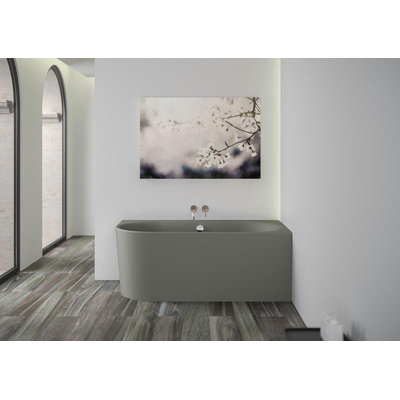 Plieger Kansas Baignoire d'angle - 155x80x60cm - angle droit - avec arrivée d'eau - avec garniture de vidage et de trop-plein - avec pieds - acrylique - gris ciment