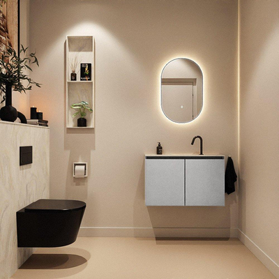 MONDIAZ TURE-DLUX 80cm toiletmeubel Plata. EDEN wastafel Ostra positie midden. Met 1 kraangat.