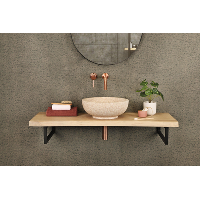 Differnz Terrazzo vasque à poser - 40x40x15cm - ronde - terrazzo - marron/beige mat