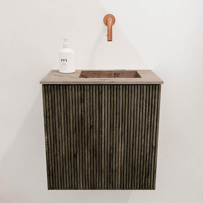 Mondiaz JOYA-DLUX 40cm toiletmeubel - kleur Shadow - Wastafel FAYE positie Rechts Zonder kraangat kleur Arena.