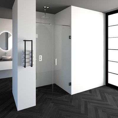 BRAUER Void nisdeur 2-delig helder glas 110x200 omkeerbaar met draaideur 60 aan muur incl. glascoating chroom