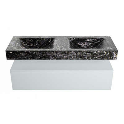 Mondiaz ALAN-DLUX Ensemble de meuble - 130cm - meuble Clay mat - 1 tiroir - Lavabo Cloud Lava suspendu - vasque Gauche et droite - 2 trous de robinet