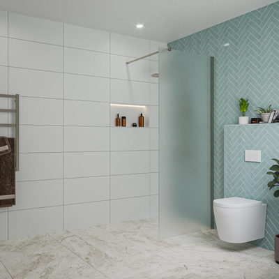 Fortifura Galeria inloopdouche - 80x200cm - mat - glas - wandarm - PVD - geborsteld gunmetal (antraciet)