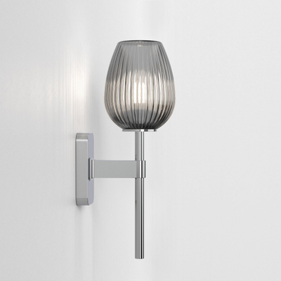 Astro Tacoma Single Applique/Plafonnier - 230V - IP44 - ovale - cannelé - verre fumé - chrome
