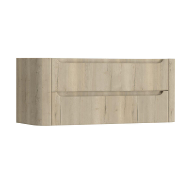 H&R Badmeubelen Juice Meuble sous lavabo - 120x45x50cm - coins arrondis - 2 tiroirs - poignée intégrée - chêne français