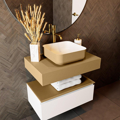 Mondiaz TOP 46 Plan vasque suspendu - 70x46x12cm - adapté pour vasque à poser - Solid surface - Oro