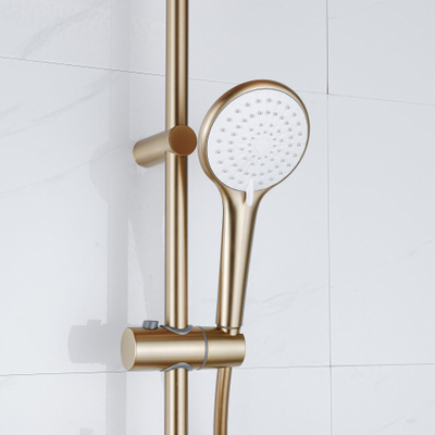 FugaFlow Efficiente Ensemble de douche de tête Sobrado - thermostat - douche de tête 30cm - douchette - 3 positions - or mat