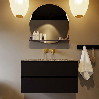 Mondiaz VICA-DLUX Ensemble de meuble de salle de bain - 90cm - meuble sous-vasque urban - 2 tiroirs - lavabo encastré cloud milieu - sans trous de robinet - miroir modèle spot - version XL 60cm haut - lave