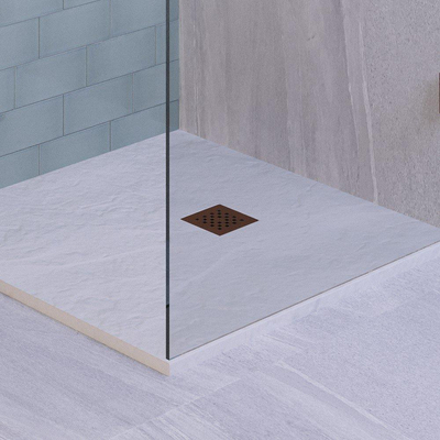 Saniclass Relievo Crag afvoerrooster 13.1x13.1x1cm Koper geborsteld TWEEDEKANS