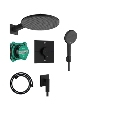 Hansgrohe Raindance Alive S Design Ensemble de douche pluie encastré - thermostat - noir mat