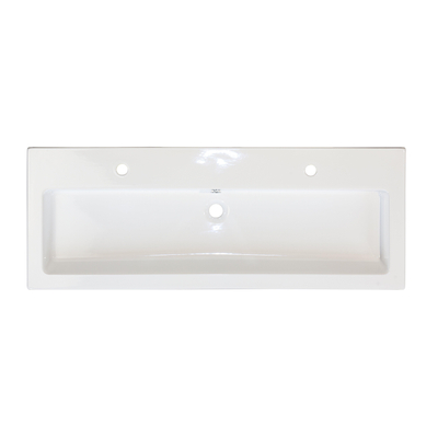 HR badmeubelen Djazz Lavabo - 121x45.5x4cm - 2 trous de robinet - 1 bassin - céramique blanche