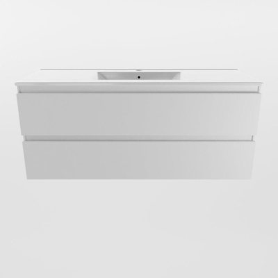 Mondiaz AIVY Ensemble de meuble - 120x45x50cm - 1 trou de robinet - 1 vasque Talc céramique - Centre - 2 tiroirs - avec miroir - MDF Talc