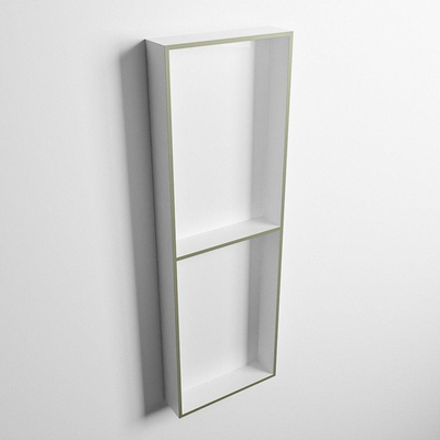 Mondiaz Easy nis 29.5x149.5x8cm voor Inbouw/opbouw 2 open vakken Solid surface Talc/Army