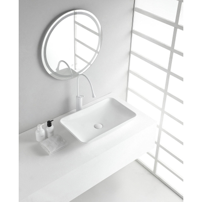 Wiesbaden Karé vasque à poser rectangulaire 58 x 36 x 11,5 cm céramique brillant blanc