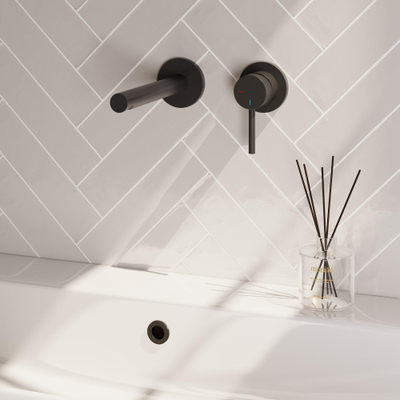 Brauer Stripe wastafelkraan - model A1 - inbouw - laag - rechte uitloop - zwart
