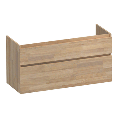 BRAUER Delight wastafelonderkast - 120x46x60cm - 2 softclose lades - greeploos - 1 sifon uitsparing - massief eiken - vingerlas eiken grijs