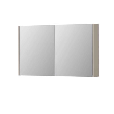 INK SPK1 Armoire de toilette miroir - 100x14x60cm - 2 portes - miroir double face - interrupteur et prise de courant - MDF laqué gris cachemire mat